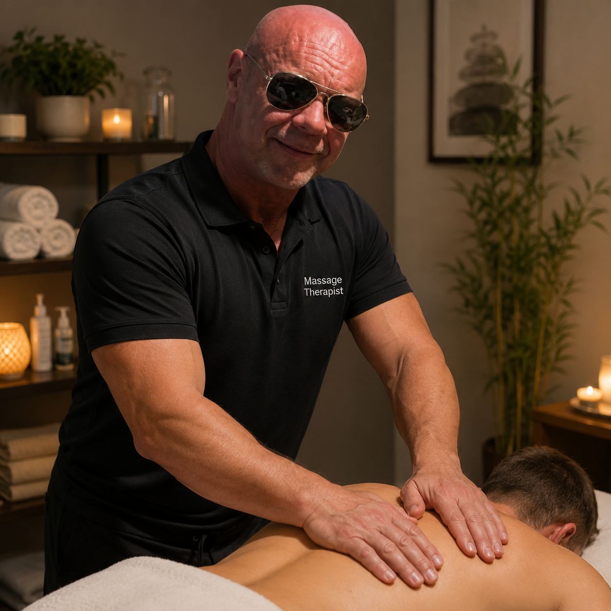 Massageterapeut ger behandling